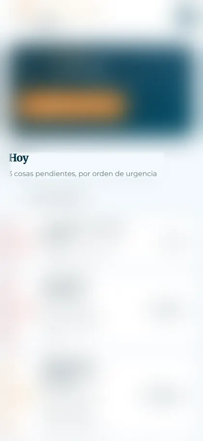 Inicio del portal: lo que te toca hacer hoy, con los datos desenfocados
